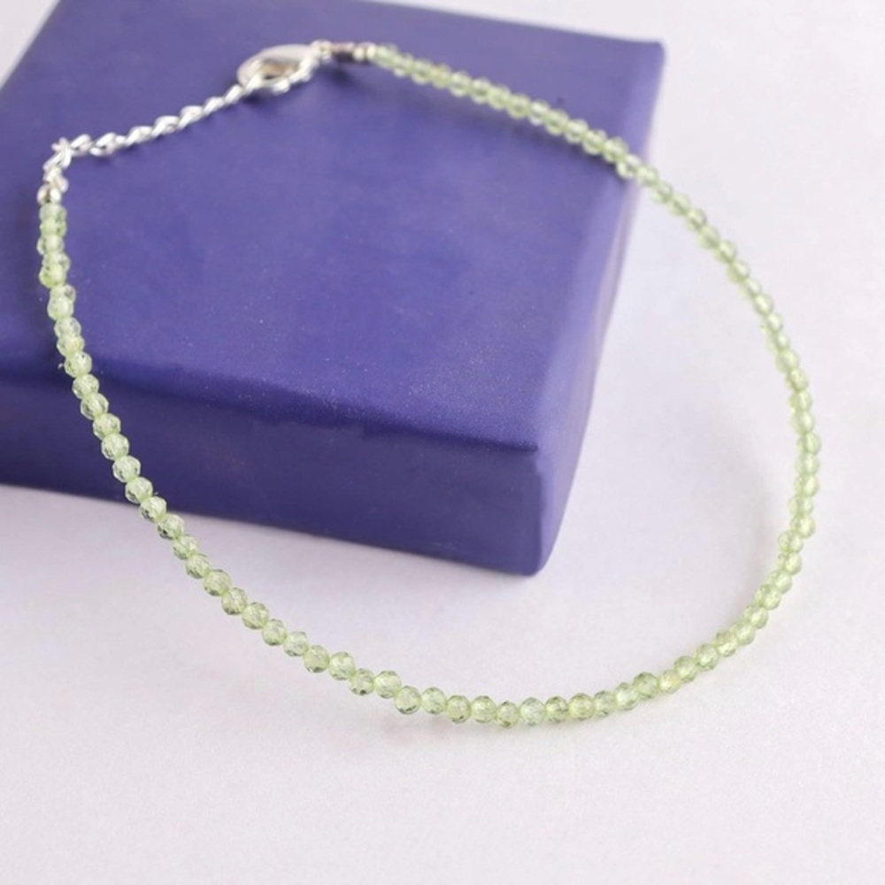 NIB Peridot Natural Multifaceted Handmade Gemstone Dainty Boho Layering Bracelet
